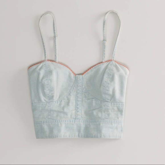 American Eagle Outfitters Tops - American Eagle Denim Corset Crop Top Size Medium